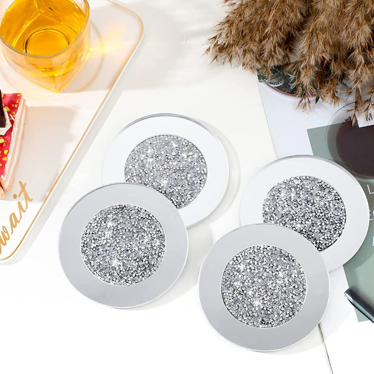 Enjoy time Mirrored Coaster For Drinks crushed Diamond Cup